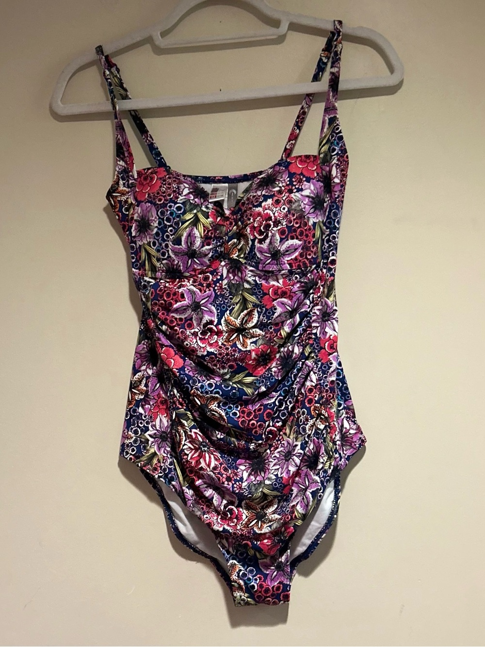 Moontide Swimwear Navy Blue Floral One Piece Swimsuit Sz 10